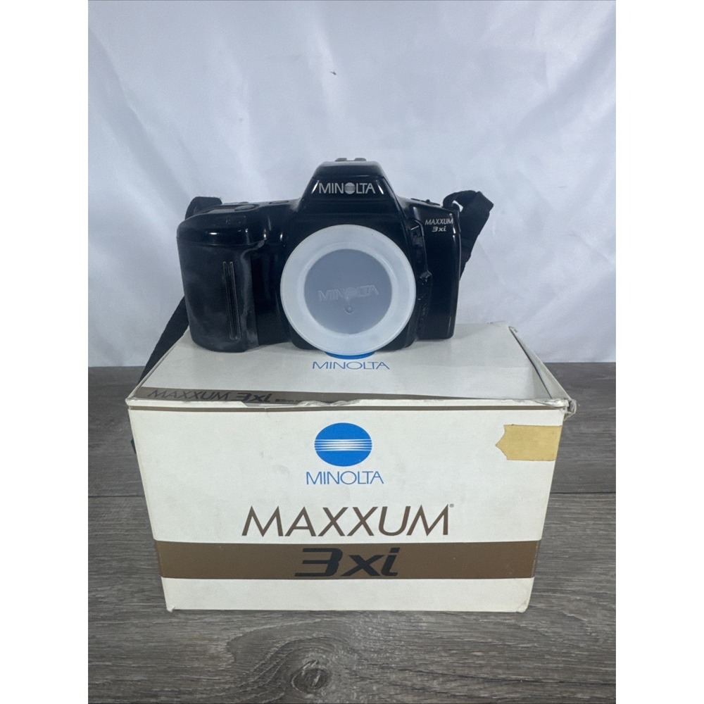 Minolta Maxxum 3xi 35mm SLR Film Camera Body & Box Only – Untested-No‎ Battery